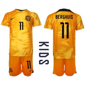 Nederländerna Steven Berghuis #11 kläder Barn VM 2022 Hemmatröja Kortärmad (+ korta byxor)